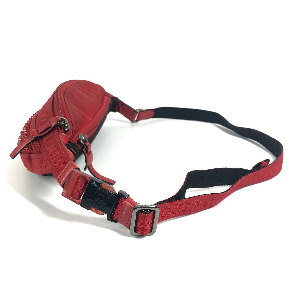 Christian Louboutin shoulder red stud body cross spike bag belt mesh Red
